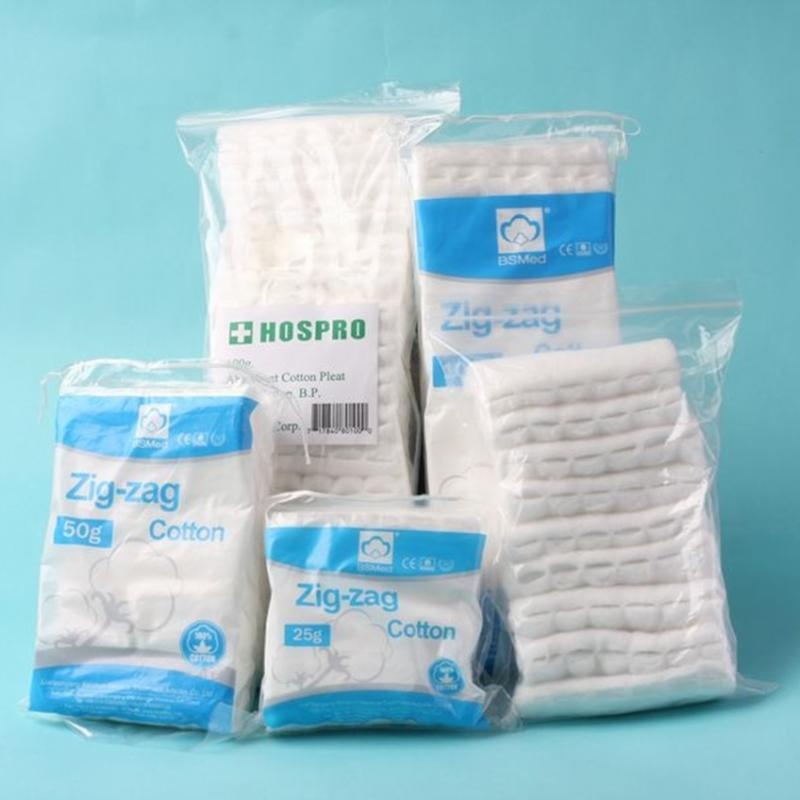 100% coton coton zigzag OEM m��dical blanchi absorbant