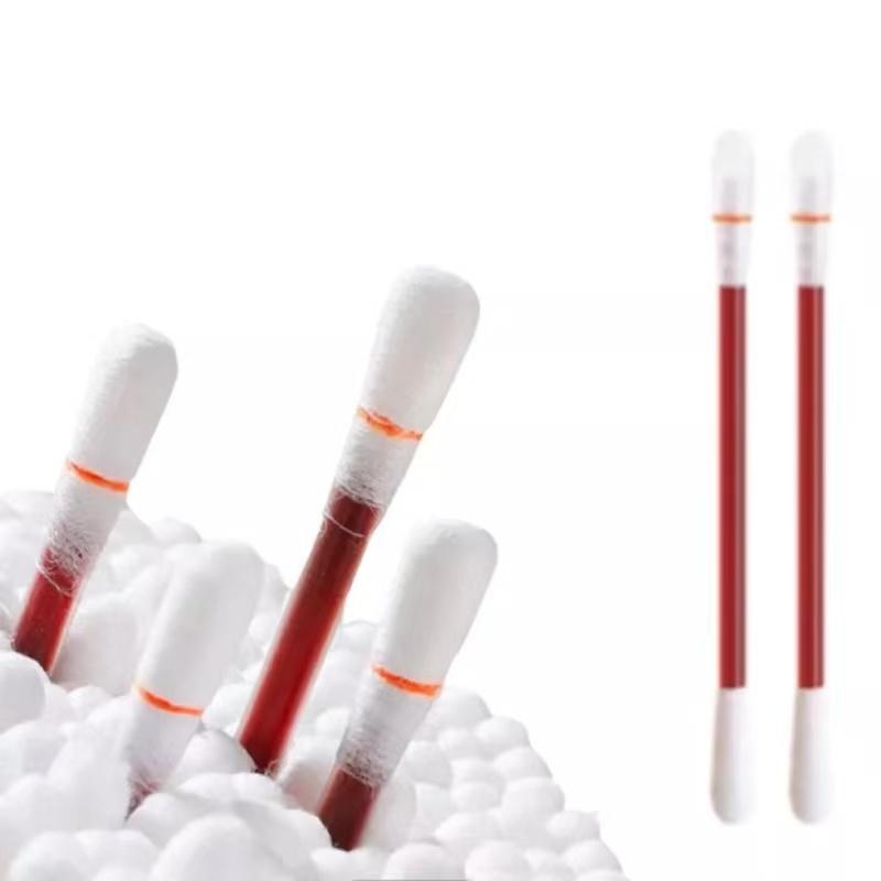 Emballage individuel Écouvillon rempli de liquide d'iodophore, bâtonnet de coton imbibé d'iode stérile