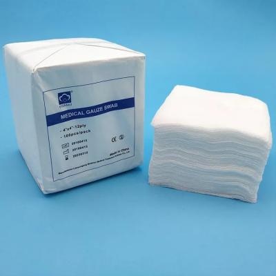 Fabricante de China Hot Sale Factory Direct Sale Medical Non Sterile 4 Ply Medical Cotton Absorbent Gauze Swabs
